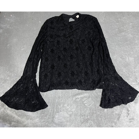 Tops - Altard State Top Womens Medium Black Lace Flounce Sleeve Whimsigoth Boho Dark
